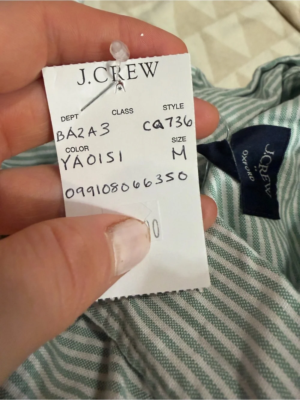 J crew green white Classic-fit Everyday oxford shirt
